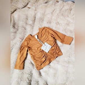 NWT Kate Quinn / Coffee Spice Bamboo Long Sleeve Ruched Blouse 12-18m